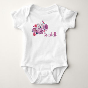 Scarlett Name Floral Custom Vintage Flower Toddler Baby Bodysuit