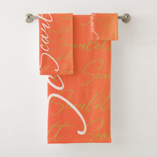 Scarlett Repeating Name Pattern Bath Towel Set