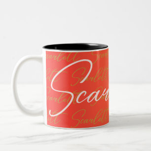 Scarlett Repeating Name Pattern  Two-Tone Coffee Mug