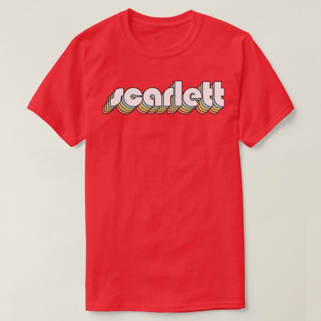 Scarlett Retro Rainbow Typography Faded Style T-Shirt (Design Front)