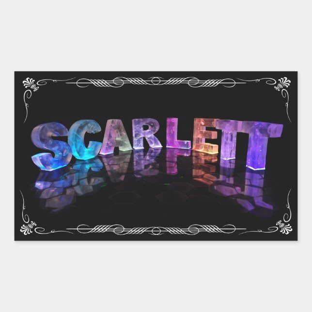 Scarlett  - The Name Scarlett in 3D Lights (Photog Rectangular Sticker (Front)