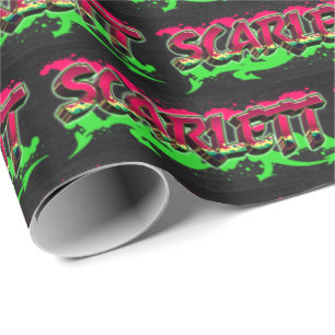 Scarlett Vorname Name Graffiti red green Wrapping Paper