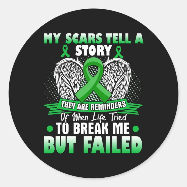 Scars Tell A Story - Kidney Disease Awareness  Classic Round Sticker (Front)