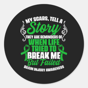 Scars Tell Story Traumatic Brain Injury Support Tb Classic Round Sticker