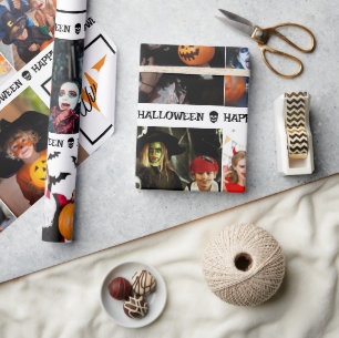 Scary Add Your Own Photo Monogram Happy Halloween Wrapping Paper