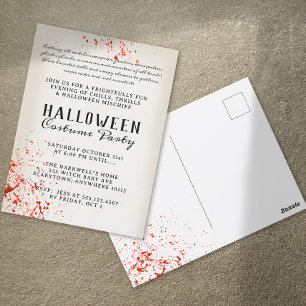 Scary Adult Blood Splatter Halloween Party Postcard