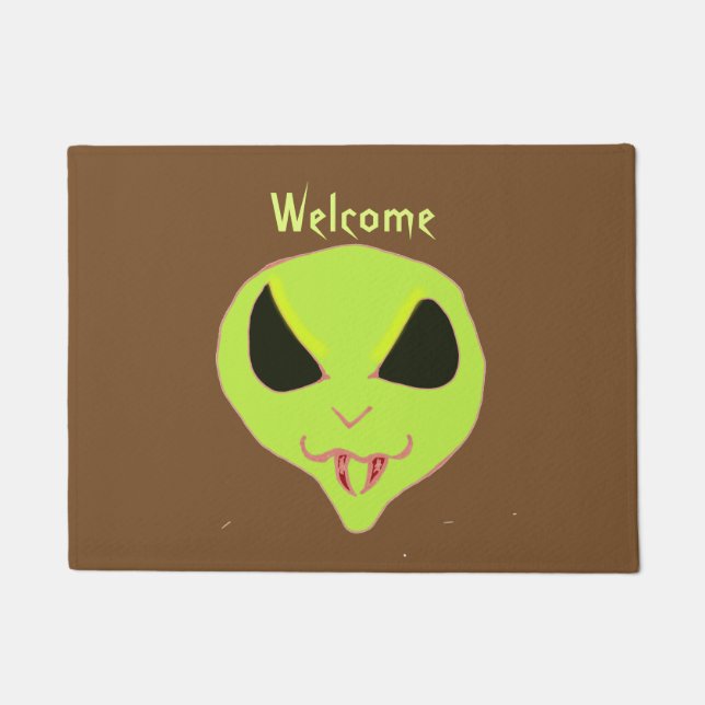 Scary Alien Face Welcome Doormat (Front)
