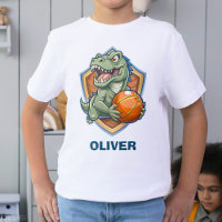 Scary and Funny Dinosaur Playing Basketball