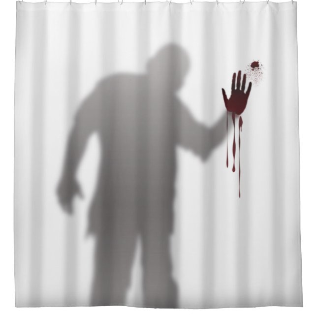 Scary and Horrific Zombie Man Silhouette Shadow Shower Curtain (Front)