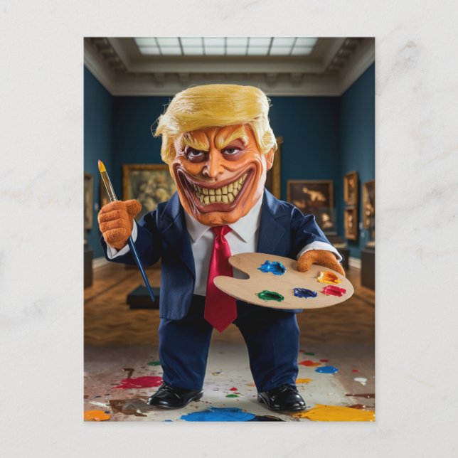 Scary Angry Trump Controls The Art in a Museum Postcard (Front)