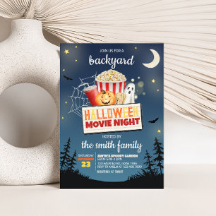 Scary Backyard Halloween Movie Night Party Invitation