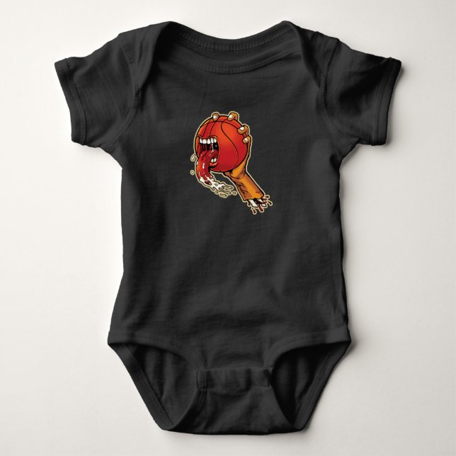 Scary Basketball Baby Bodysuit (Front)