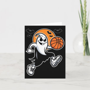 Scary Basketball Ghost - Spooky Halloween Design Card