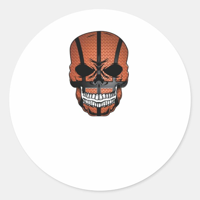 Scary Basketball Skull Face  Classic Round Sticker (Front)