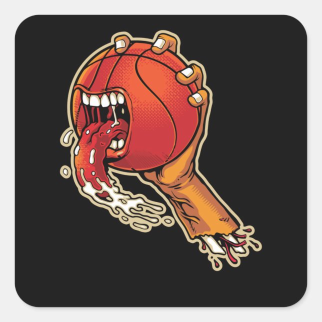 Scary Basketball Square Sticker (Front)