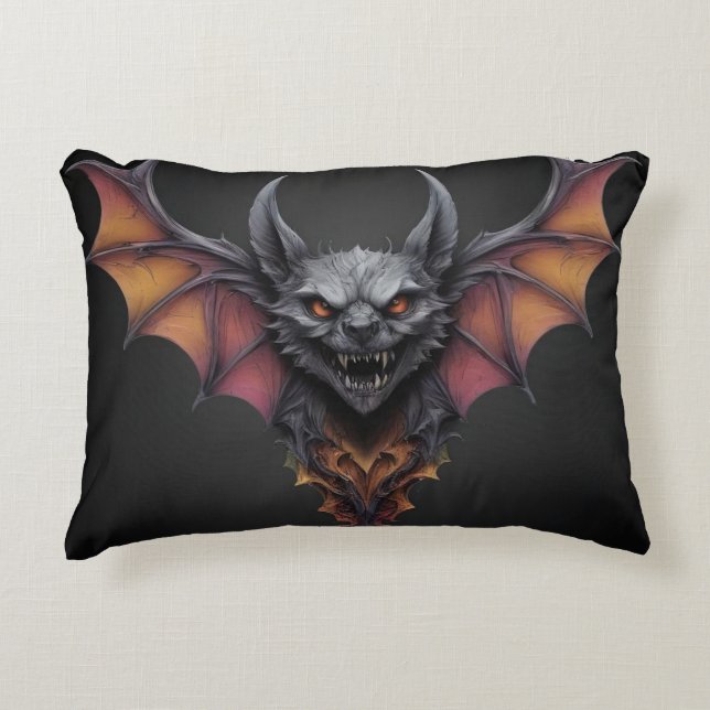 Scary Bat Ink Drawing, Decorative Cushion (Front)