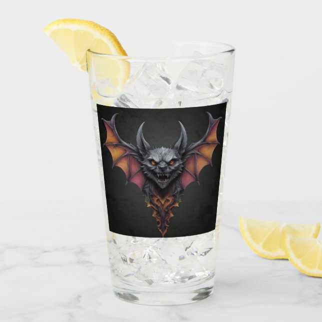 Scary Bat Ink Drawing, Glass (Front Ice)