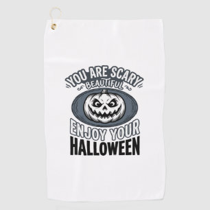 Scary Beautiful Halloween Vintage Pumpkin Shirt De Golf Towel