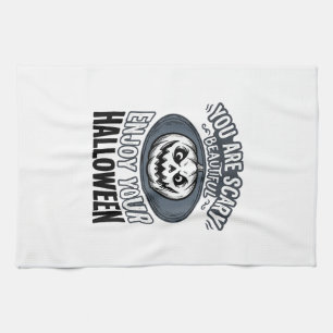 Scary Beautiful Halloween Vintage Pumpkin Shirt De Tea Towel