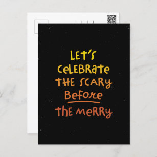 Scary before merry cute fun Halloween party Postcard