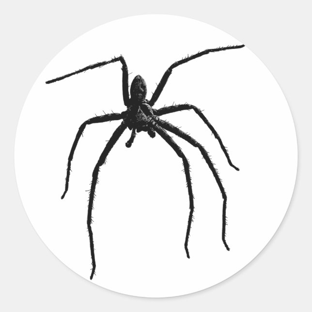 Scary big halloween spider classic round sticker (Front)
