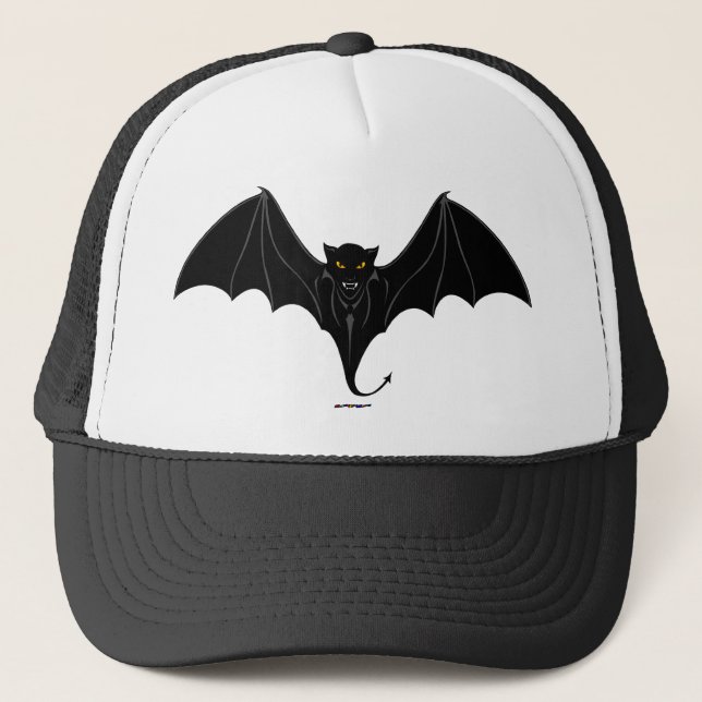 Scary Black Bat Trucker Hat (Front)