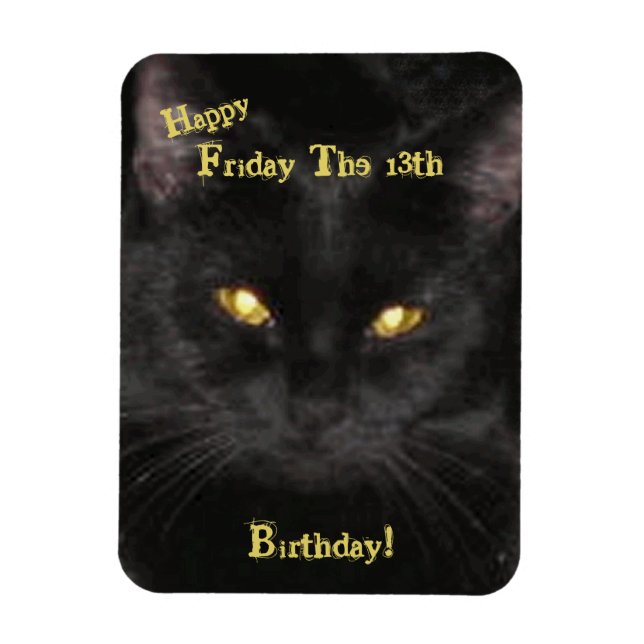 Scary Black Cat Birthday on Friday the 13th Magnet (Vertical)