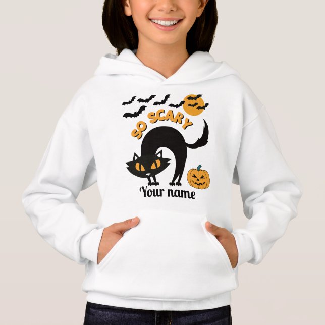scary black cat Custom name Halloween girls  (Front)