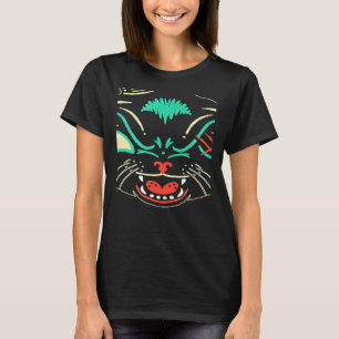 Scary Black Cat Face Graphic Cat Halloween T-Shirt