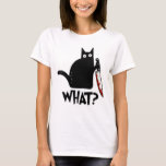 Scary Black Cat Say What Meme Meow What Halloween T-Shirt<br><div class="desc">Scary Black Cat Say What Meme Meow What Halloween</div>