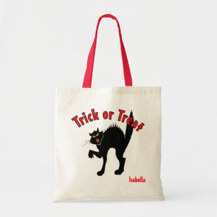 Scary Black Cat Trick or Treat Candy Tote Bag