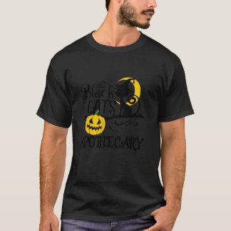 Scary Black Cats Apothecary Retro Pumpkin Hallowee T-Shirt
