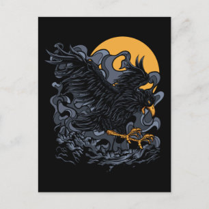 Scary Black Crow Moon Postcard