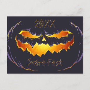 Scary Black Jack O'lantern Announcement Postcard
