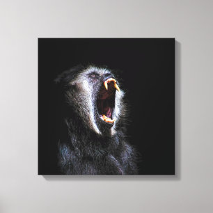 Scary Black Monkey Vicious Fanged Teeth Canvas Print