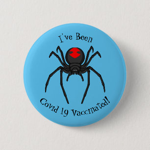 Scary black widow spider cartoon illustration 6 cm round badge
