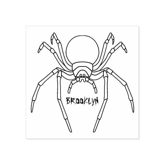 Scary black widow spider cartoon illustration rubber stamp (Imprint)