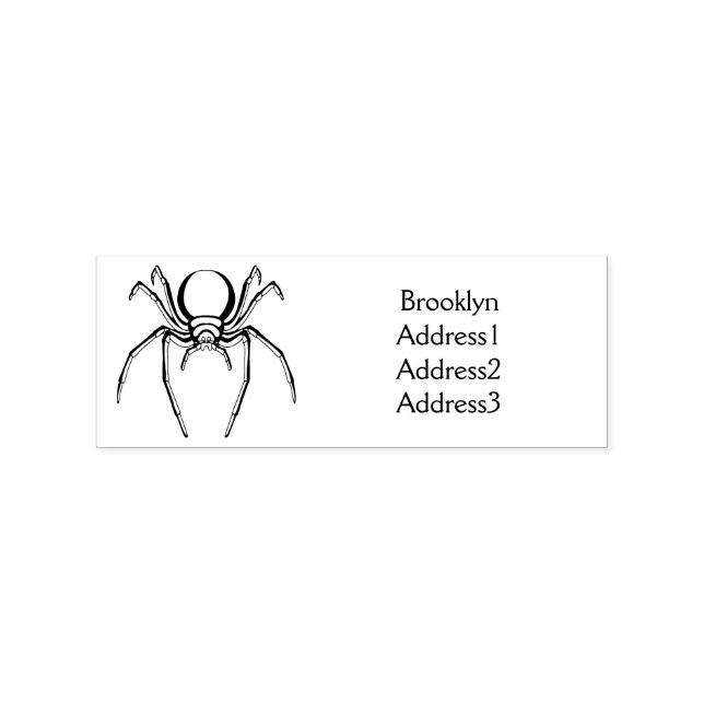Scary black widow spider cartoon illustration rubber stamp (Imprint)
