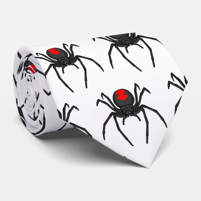 Scary black widow spider cartoon illustration  tie (Rolled)