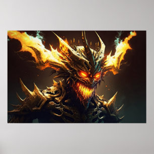 Scary blazing demon poster