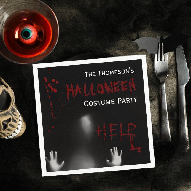 Scary Bloody Halloween Costume Party Black Napkin (Creator Uploaded)