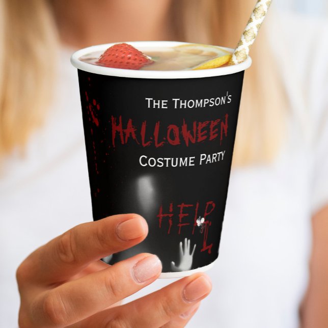 Scary Bloody Halloween Costume Party Black Paper Cups (Creator Uploaded)