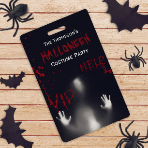 Scary Bloody Halloween Costume Party Black VIP ID Badge