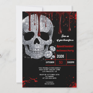 Scary Bloody Skull Adult Halloween Party Invitation