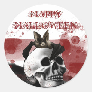 Scary Bloody Skull Happy Halloween Party Classic Round Sticker