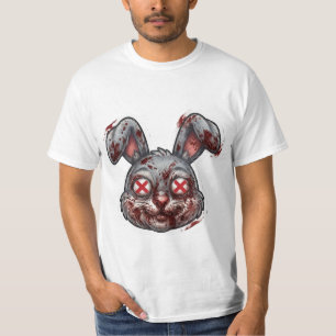Scary Bloody Zombie Bunny Halloween Illustration T-Shirt