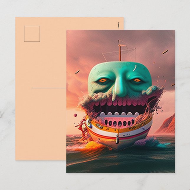 Scary boat holiday postcard (Front/Back)