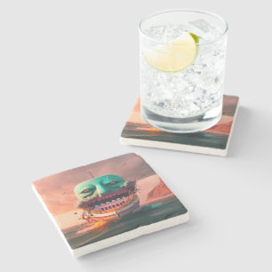 Scary boat stone coaster