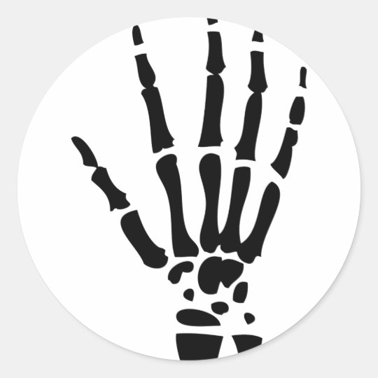 scary bone hand halloween classic round sticker