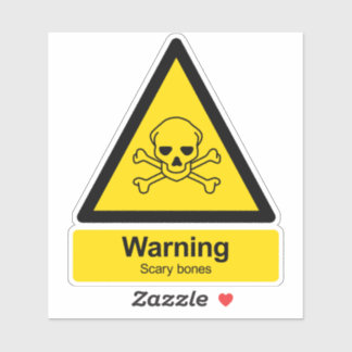 Scary bones parody toxic warning sign sticker
